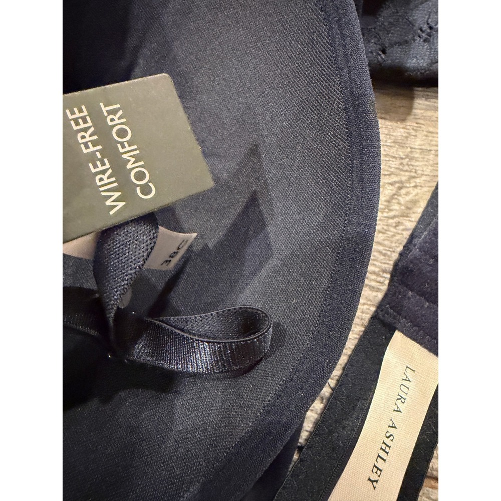 Laura Ashley Bra 38C Navy Blue Wire Free Comfort Lace Trim 38 C NWT Wireless - Picture 4 of 12